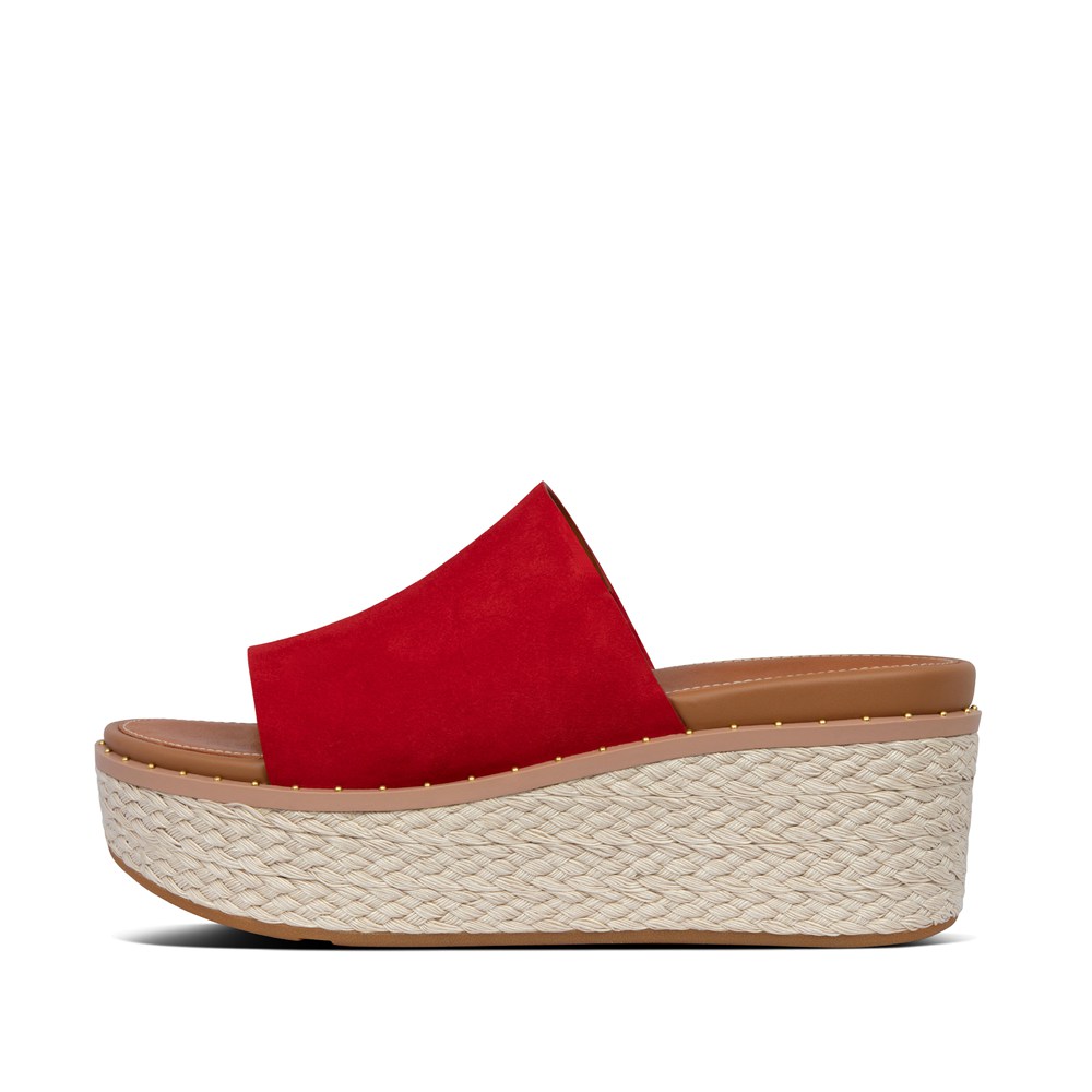 Fitflop Womens Wedge Red - Eloise Espadrille Suede Slides - VK6051349